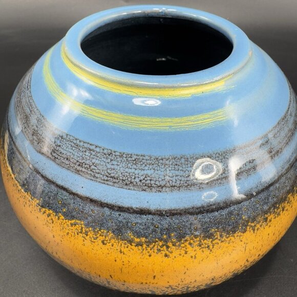 Hand Made Studio Pottery Signed Grammichble Round Bottom Stoneware Vase Vessel - Picture 9 of 12